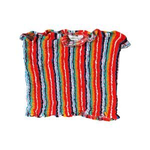 Harmony + Havoc rainbow smocked tube top Y2K festival crop